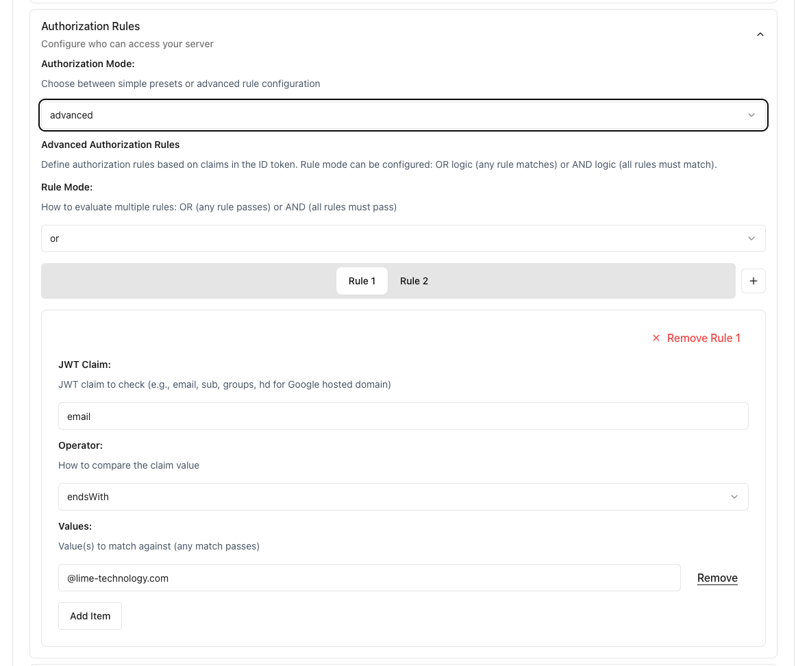 Authorization Rules Configuration